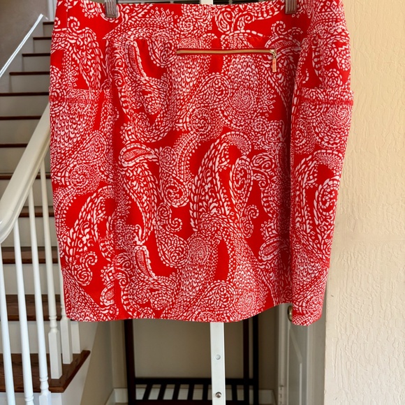 NWOT Chicos Orange White Paisley UPF Skort Skirt Zip 3 Pockets XL 3 - Picture 4 of 6